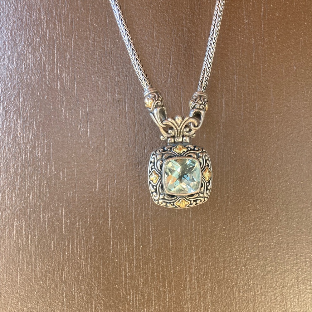 Samuel B. 18k Gold & Sterling Silver Green Amethyst Necklace